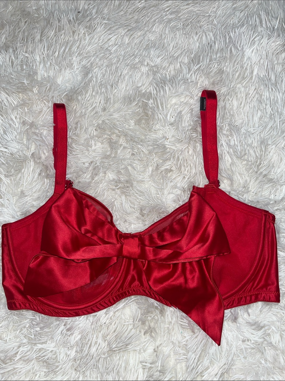 NWT! Victorias Secret Red Satin Bow Underwire Bra 36DD
